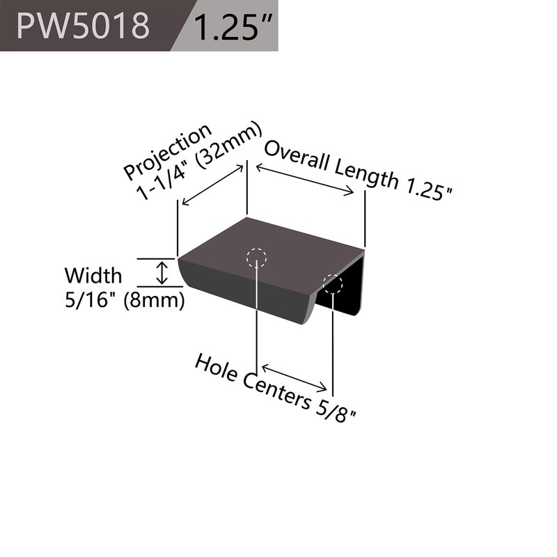 Jetland Cabinets Drawers Edge Pulls - 24-Pack, 1-1/4" Overall Length, Black, Concealed Tab Pulls for Kitchen Garage Cabinet Drawers, PW5018B31L